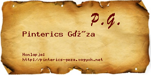 Pinterics Géza névjegykártya