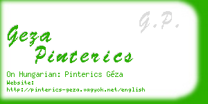 geza pinterics business card